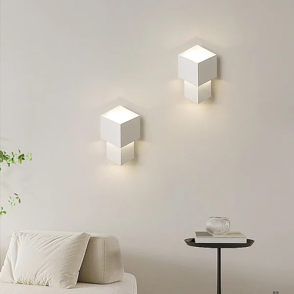 PDTEND High CRI Decorative Dimmable Cuboid Shape Bedroom Living Room 8w 10w Indoor Led Wall Lamp For Home