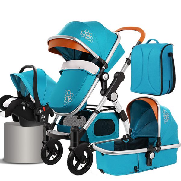 High landscape stroller baby 4 in 1 basket multifunctional foldable sitting and lying shock-absorbing baby stroller