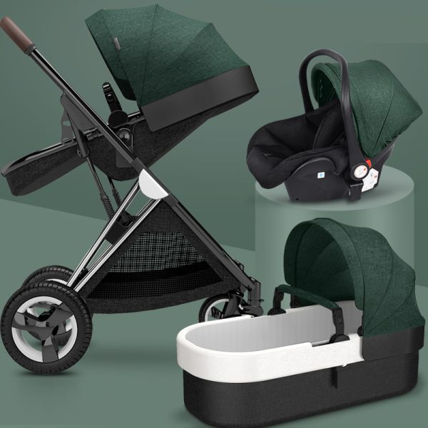 High view stroller baby 4 in 1 can sit or lie down two-way shock absorbent portable folding baby stroller