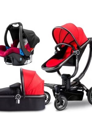 Stroller 4 in 1 armrest leather bidirectional high landscape stroller with reclining hand baby stroller