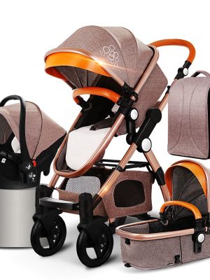 High landscape stroller baby 4 in 1 basket multifunctional foldable sitting and lying shock-absorbing baby stroller