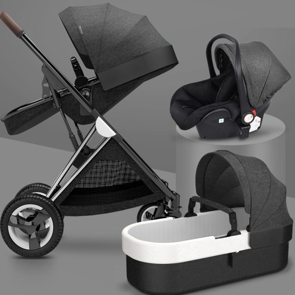 High view stroller baby 4 in 1 can sit or lie down two-way shock absorbent portable folding baby stroller