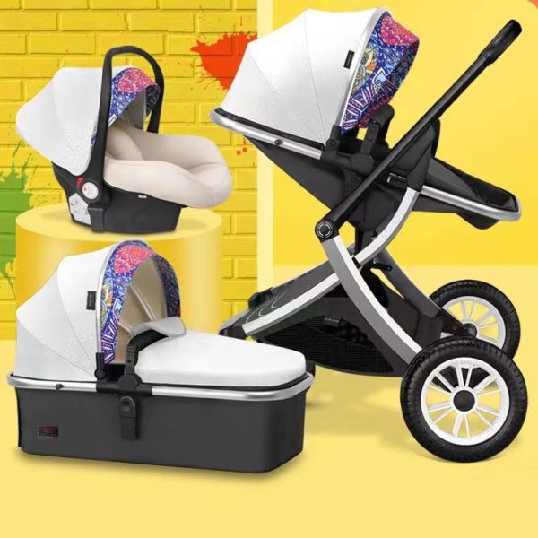 Luxury Baby Stroller 3 in 1 X Design Cart Portable Travel Baby Carriage Fold Pram Aluminum Frame High Landscape Car for Newborn