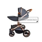 Luxury Pram Babyfond High landscape Baby Stroller PU Leather Two-Way Push Baby Stroller