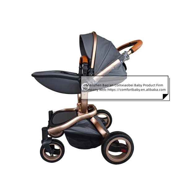 Luxury Pram Babyfond High landscape Baby Stroller PU Leather Two-Way Push Baby Stroller