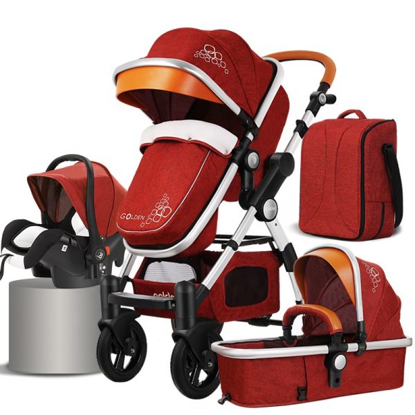 High landscape stroller baby 4 in 1 basket multifunctional foldable sitting and lying shock-absorbing baby stroller