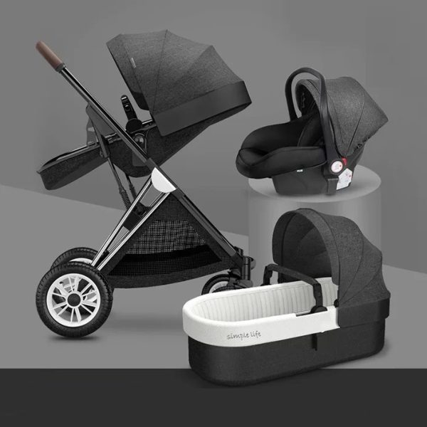 luxurious 2in1 stroller baby 4 in 1 High landscape Light Folding Pram Can Sit Can Lie Ultra-light Portable 4 Wheel Baby stroller