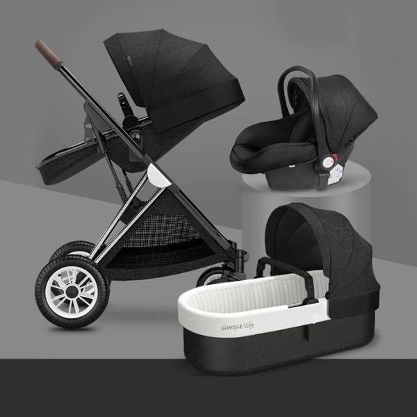 luxurious 2in1 stroller baby 4 in 1 High landscape Light Folding Pram Can Sit Can Lie Ultra-light Portable 4 Wheel Baby stroller