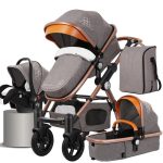 High landscape stroller baby 4 in 1 basket multifunctional foldable sitting and lying shock-absorbing baby stroller