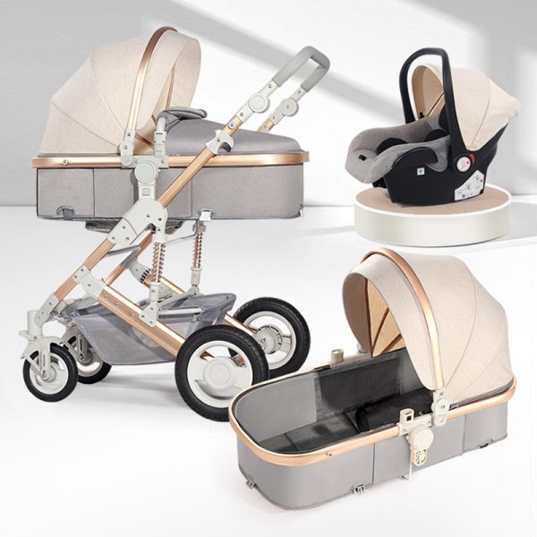 high landscape stroller baby 4 in 1 can sit and lie down folding two-way reinforced shock absorbers lightweight baby stroller