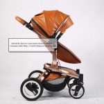 Luxury Pram Babyfond High landscape Baby Stroller PU Leather Two-Way Push Baby Stroller