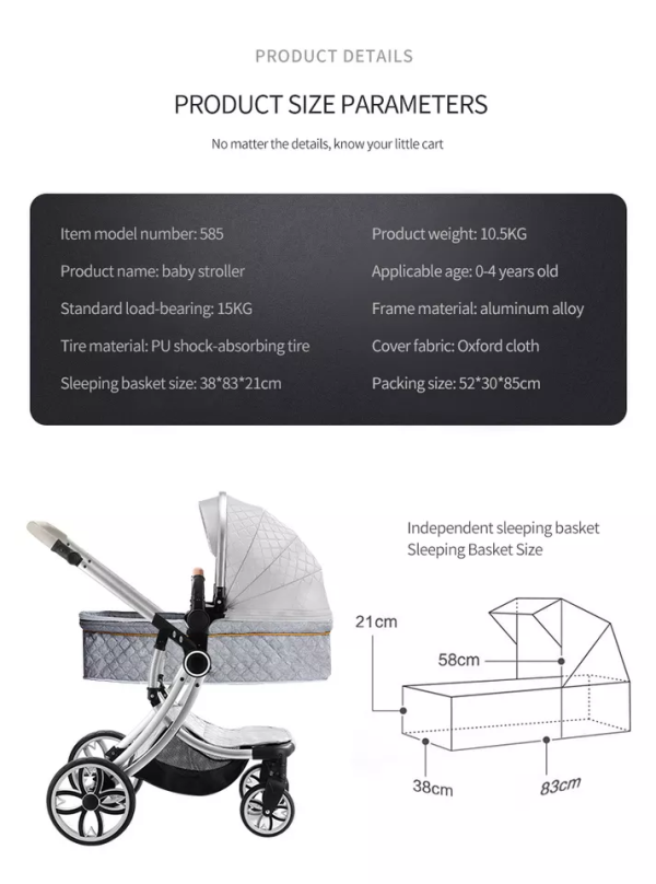 stroller baby 4 in 1 High landscape 3 in 1 baby pram strong egg shell design carry cot customized baby stroller