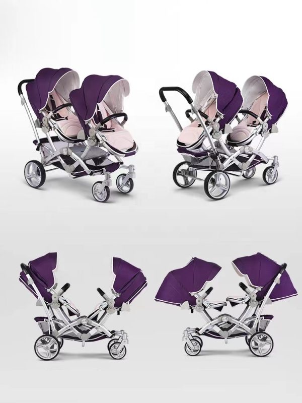 Stroller 4 in 1 Twin Stroller Sit - Lie - Fold - Baby Twin Stroller