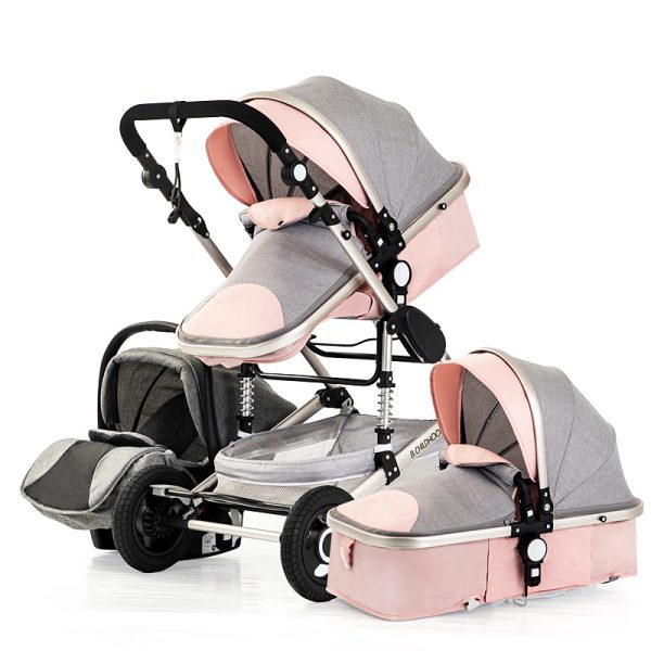 Lightweight Luxury Baby Stroller 3 in 1 Portable High Landscape Reversible stroller baby 4 in 1 Stroller Travel Pram