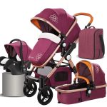 High landscape stroller baby 4 in 1 basket multifunctional foldable sitting and lying shock-absorbing baby stroller