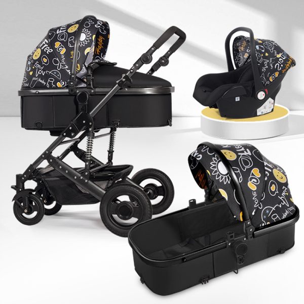 high landscape stroller baby 4 in 1 can sit and lie down folding two-way reinforced shock absorbers lightweight baby stroller