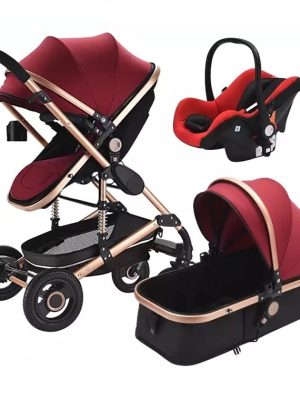 Lightweight Luxury Baby Stroller 3 in 1 Portable High Landscape Reversible stroller baby 4 in 1 Stroller Travel Pram