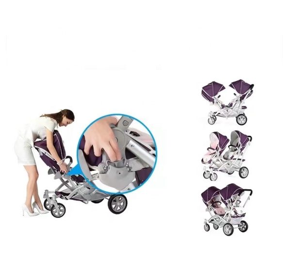 Stroller 4 in 1 Twin Stroller Sit - Lie - Fold - Baby Twin Stroller